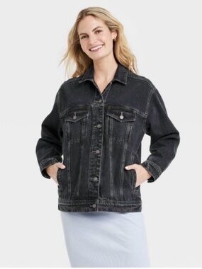 New Universal Thread Women's Washed Black Denim Jacket Size Small NWT
